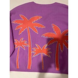 NWT Colorush Cashmere Aloha Palm V Neck Sweater in Berry